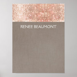 Faux Copper Sequins på Taupe Linen Poster