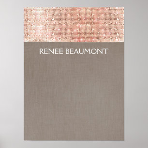 Faux Copper Sequins på Taupe Linen Poster