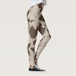 Faux Cow Print, Brown and Cream Leggings