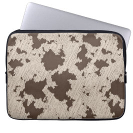 Faux Cow Print Brown och Cream Laptop Fodral