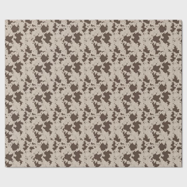 Faux Cow Print Brown och Cream Presentpapper (Seam)