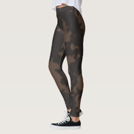 Faux Cow Print, Mörk Brown och Brown Leggings