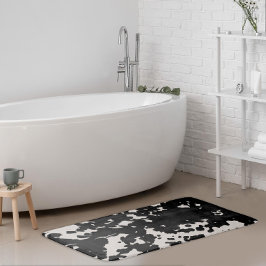 Faux Cowhide Black Spots Land Western Badrumsmatta