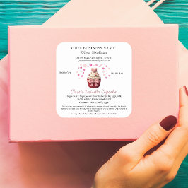 Faux Crochet Cupcake Cottage Law Food Bakery  Fyrkantigt Klistermärke