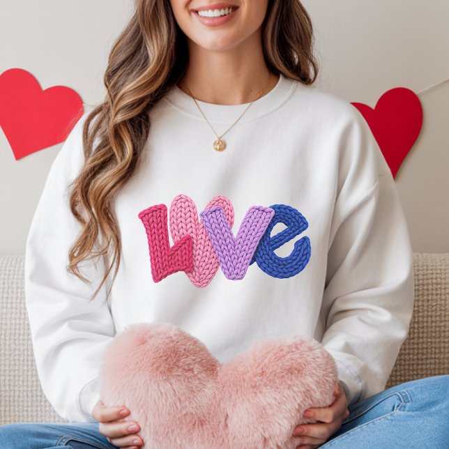 Faux Crochet Love Design Sweatshirt T Shirt (Skapare uppladdad)