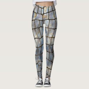 Faux Crocodile struktur marble och guld Leggings