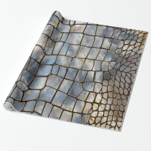 Faux Crocodile struktur marble och guld Presentpapper