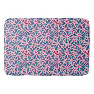 Faux Cutout Rosa Blue Folk Art Inspired Badrumsmatta