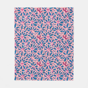 Faux Cutout Rosa Blue Folk Art Inspired Fleecefilt