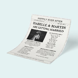 Faux Deckle-Kant Black and White Newspaper Bröllop Reklamblad