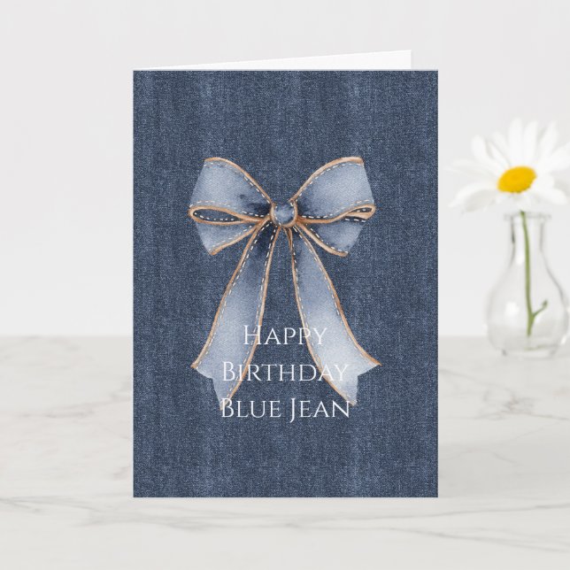 Faux Denim Blue Jean Bow Kort (Liten växt)