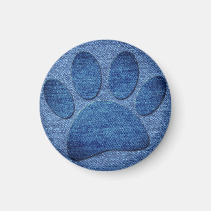 Faux Denim Jeans Hund Paw Skriv ut Magnet
