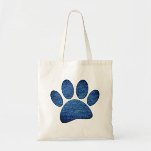 Faux Denim Jeans Hund Tass tryckt Struktur Tygkasse