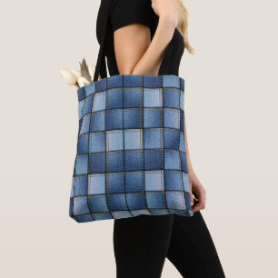 Faux Denim Patchwork Tygkasse
