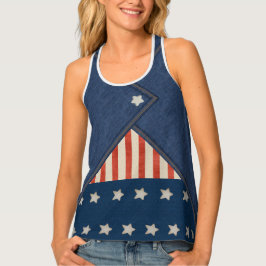 Faux Denim Vest over USA Stars och stripes