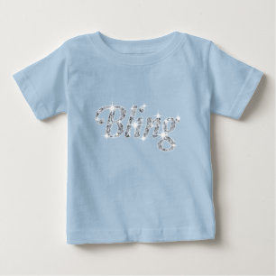 Faux diamant på pastellblå ’Bling’-design T Shirt
