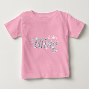 Faux diamant på rosa baby Bling design Baby T Shirt