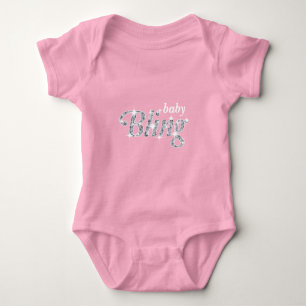 Faux diamant på rosan baby Bling T Shirt