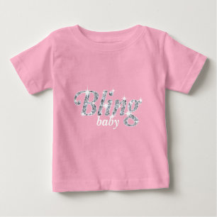 Faux-diamanter på pastellform rosa "Bling baby" T Shirt