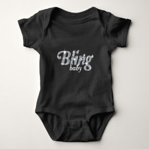Faux-diamanter på svart textdesign "Bling baby" T Shirt