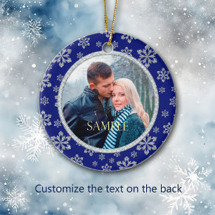 Faux Diamond Blue Snowflake Ram Julgransprydnad Keramik