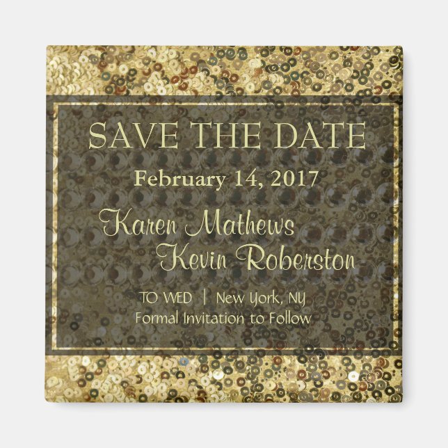 Faux Diamond och Guld Glitter look Magnet (Framsidan)