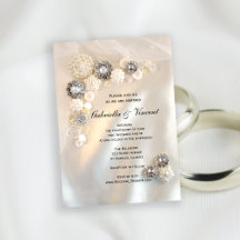 Faux Diamond och White Pearl Buttons Bröllop