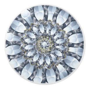 Faux Diamonds & Black Geometric Mönster 2 Knopp