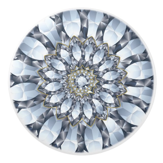 Faux Diamonds & Black Geometric Mönster 2 Knopp (Framsidan)