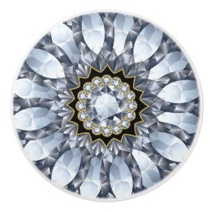 Faux Diamonds & Black Geometric Mönster Knopp