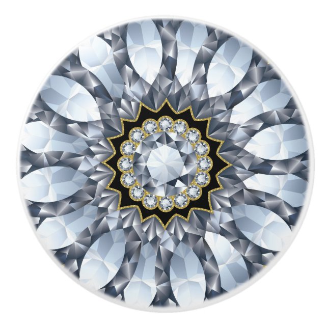 Faux Diamonds & Black Geometric Mönster Knopp (Framsidan)