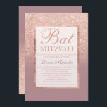 Faux dusty ro guld glitter chic Bat mitzvah Inbjudningar<br><div class="desc">En modern,  söt chic och elegant för duschmunbb i ro guld glitter med pastel damstig ro färg blockkallelse Bat mitzvah inbjudan med ro guld mönster i ro som ligger på en dammig elegant bakgrund med guld och ram Perfekt Bat mitzvah  för en prinsess</div>