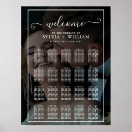 Faux Effect-övertäckning av foto-Bröllop-säteskart Poster