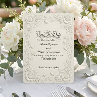 Faux Embossed 3D Floral Cream Relief Effect Spara Datumet
