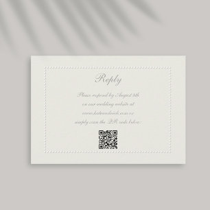 Faux Embossed Beaded Ram Ecru Reply Bröllop QR OSA Kort
