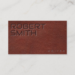 Faux Embossed Brown Leather Visitkort