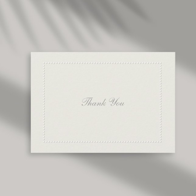 Faux Embossed Ecru Beaded Formal Bröllop Tack (formal wedding thank you card faux embossed beaded frame ecru linen classic traditional calligraphy)
