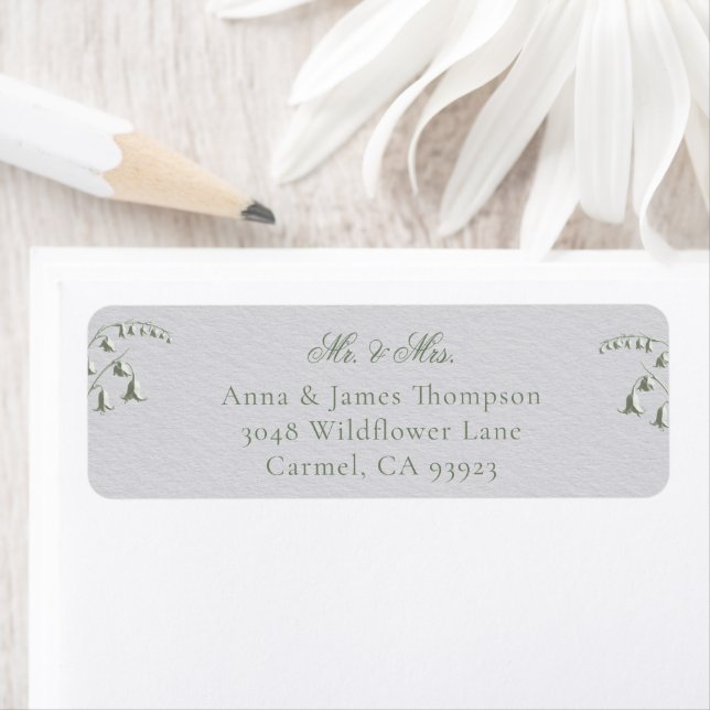 Faux Embossed Lily Valley Classic Address Label Returadress Etikett (Insitu)