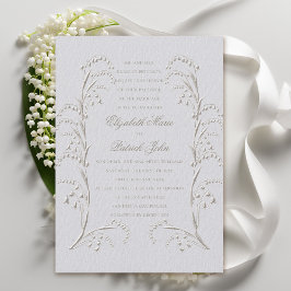 Faux Embossed Lily Valley Ivory Formal Bröllop Inbjudningar