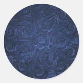 Faux Embossed look Ornate Seal, Blue Runt Klistermärke