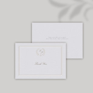 Faux Embossed Nautical Anchor Ivory Forme Bröllop Tack Kort