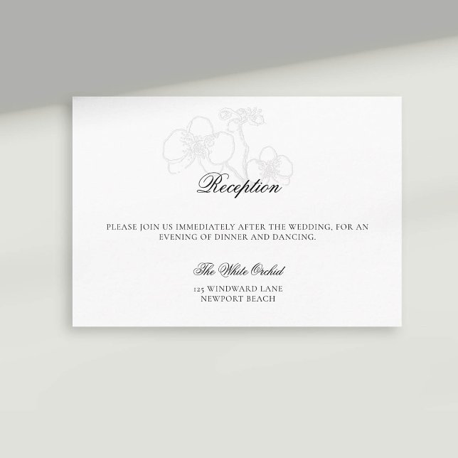 Faux Embossed Orchid Forme Reception Bröllop Tilläggskort (formal wedding reception card rsvp reply faux embossed orchid modern classic traditional)