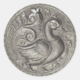 Faux Embossed Peacock Silver set 1026 Runt Klistermärke