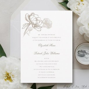 Faux Embossed Peonies Formal Classic Bröllop Inbjudningar