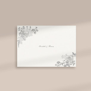 Faux Embossed Peony Classic Chic Bröllop Tack Kort