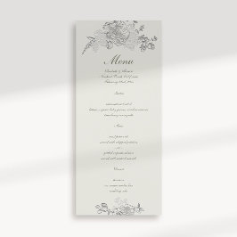 Faux Embossed Peony Classic Formal Ecru Bröllop Meny