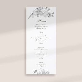 Faux Embossed Peony Classic Formal Ivory Bröllop Meny