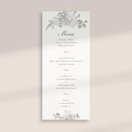 Faux Embossed Peony Classic Formal Pearl Bröllop Meny