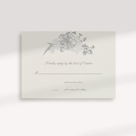 Faux Embossed Peony Formal Ecru Bröllop OSA Card