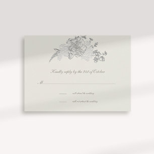 Faux Embossed Peony Formal Ecru Bröllop OSA Card